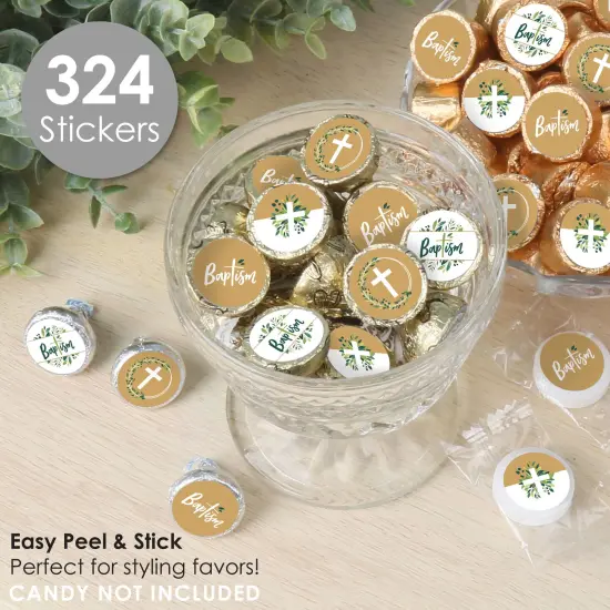 Big Dot of Happiness Baptism Elegant Cross - Religious Party Small Round Candy Stickers - Party Favor Labels - 324 Count {3}