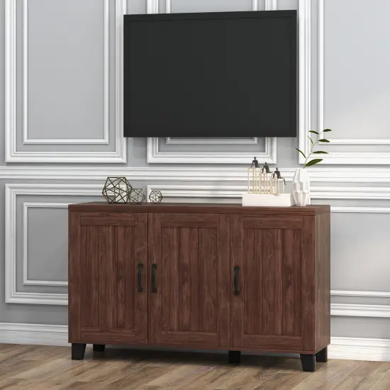 3-Door Buffet Sideboard with Adjustable Shelves and Anti-Tipping Kits-Brown {6}