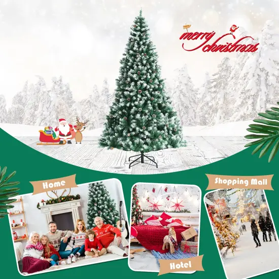 Costway 6ft/7.5ft/9 ft Snow Flocked Hinged Christmas Tree {6}