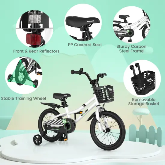 16 Inch Kid's Bike with Removable Training Wheels Black {6}