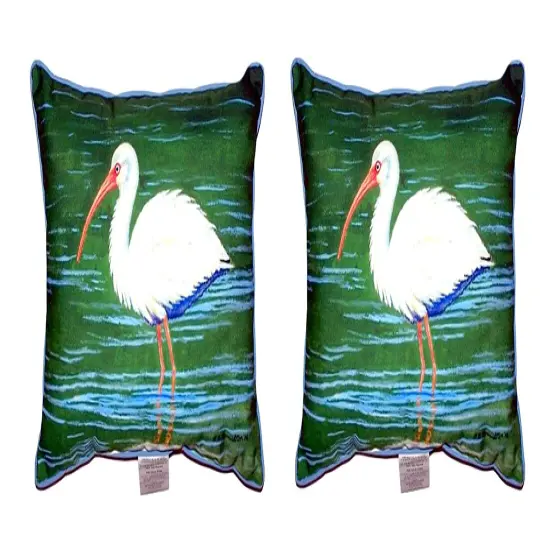 Pair of Betsy Drake &rsquo;s White Ibis Small Pillows 11X 14 {1}