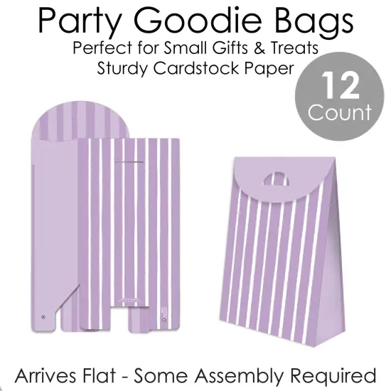 Big Dot of Happiness Purple Stripes - Simple Gift Favor Bags - Party Goodie Boxes - Set of 12 {7}