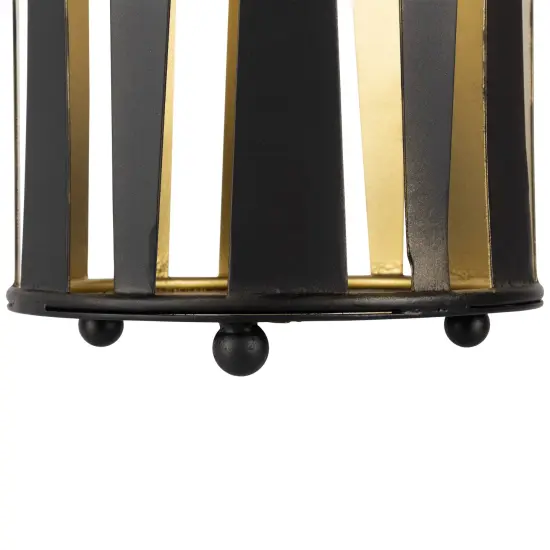 Northlight Abstract Iron Pillar Candle Holders - 9" - Black and Gold Finish - Set of 2 {6}