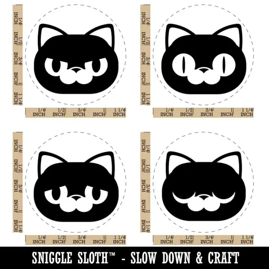 Round Cat Excited Angry Sad Sleepy Rubber Stamp Set for Stamping Crafting Planners {1}