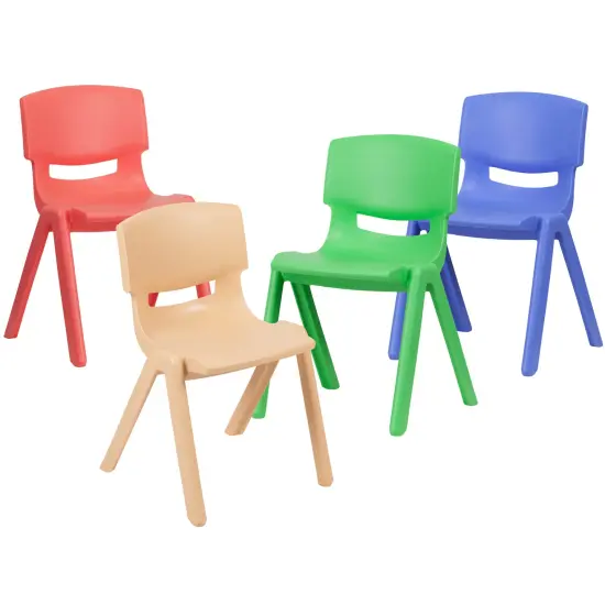 Emma and Oliver 4 Pack Plastic Stackable K-2 School Chair with 13.25"H Seat Assorted {2}