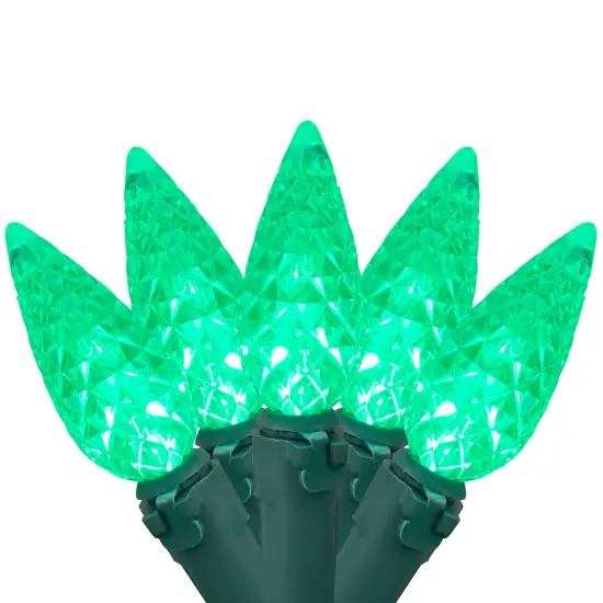 Northlight LED Faceted C6 Christmas Lights - Green - 23' Green Wire - 70ct {3}
