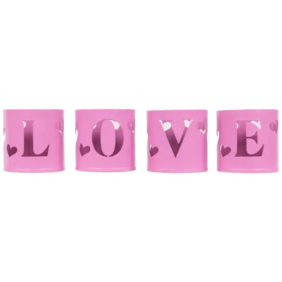 Northlight Love Valentine's Day Metal Votive Candle Holders - 2.75" - Set of 4 Pink {1}