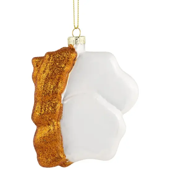 Northlight 3.75" Eggs and Bacon Glittered Glass Christmas Hanging Ornament White {6}