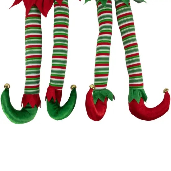Northlight Striped Plush Elf Legs Christmas Decorations - 19" - Red and Green - Set of 2 {5}
