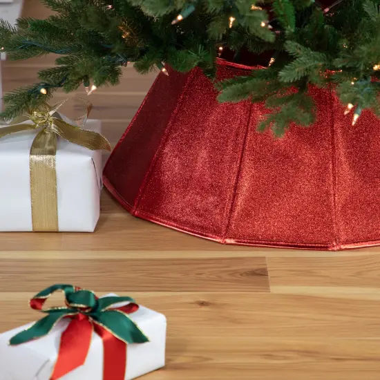 Northlight 26.75" Shiny Red Fabric Hexagonal Christmas Tree Collar {3}