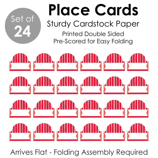 Big Dot of Happiness Red Stripes - Simple Party Decorations Tent Buffet Card - Table Setting Name Place Cards - Set of 24 {7}