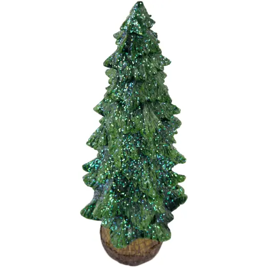 Northlight Glittered Pine Tree Christmas Decoration - 9.5" Green {7}