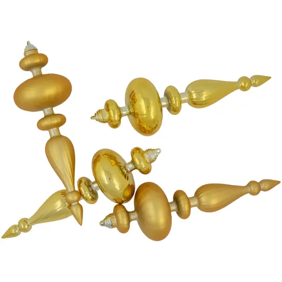 Northlight Commercial Size 2-Finish Christmas Finial Shatterproof Ornaments - Gold -12" - 4ct {4}