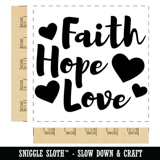 Faith Hope Love with Hearts Square Rubber Stamp for Stamping Crafting {1}
