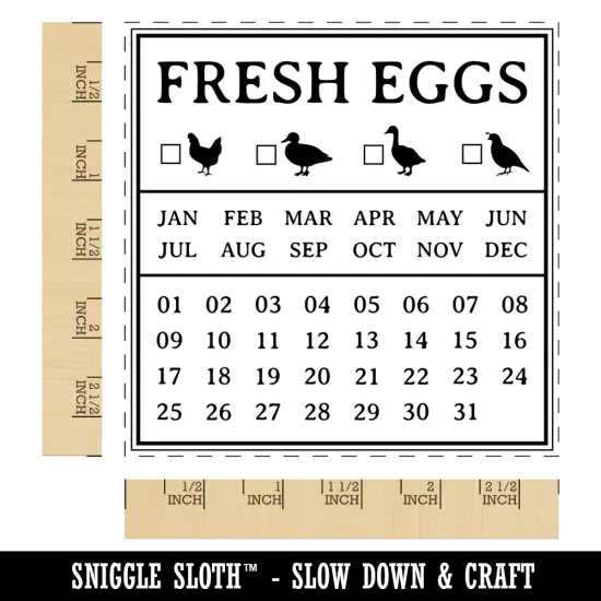 Fresh Eggs Check the Box Calendar Label Chicken Duck Goose Quail Square Rubber Stamp for Stamping Crafting {1}