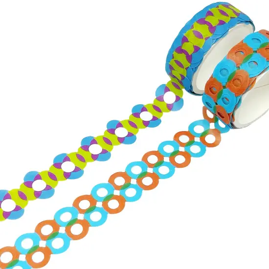 Wrapables Bright Geometric Design Hollow Washi Masking Tape 4M Length Total (Set of 2) Circle & Bubbles {1}