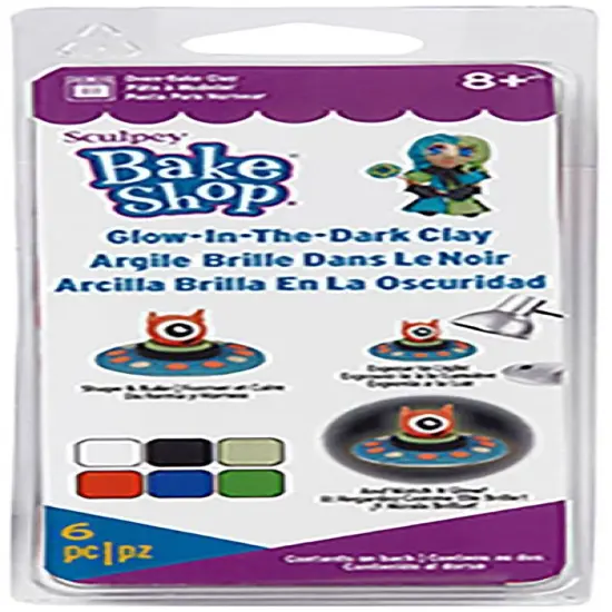 Sculpey Bake Shop Oven-Bake Clay 1oz 6/Pkg-Glow-In-The-Dark {1}