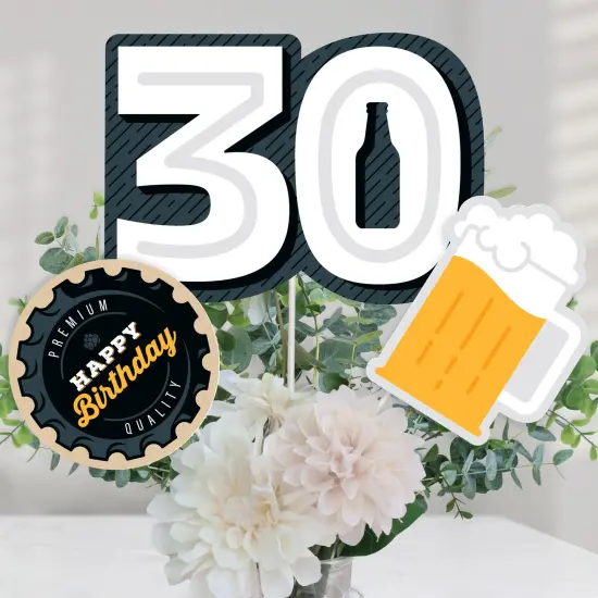 Big Dot of Happiness Cheers and Beers to 30 Years - 30th Birthday Party Centerpiece Sticks - Table Toppers - Set of 15 {1}