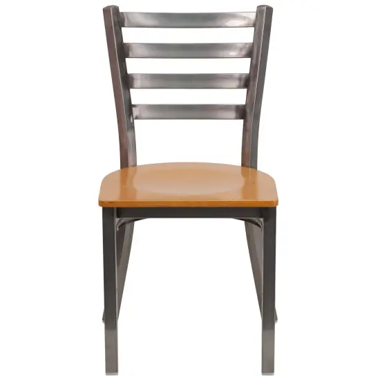 Emma and Oliver Clear Coated Ladder Back Metal Restaurant Dining Chair BlackVYL/ClearCoated {8}