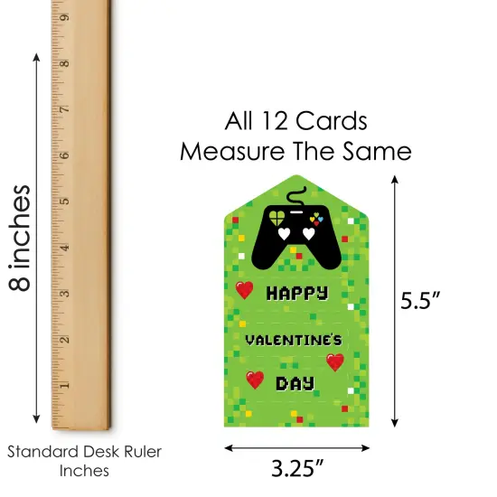 Big Dot of Happiness Game Zone - Pixel Video Game Cards for Kids - Happy Valentine's Day Pull Tabs - Set of 12 {7}