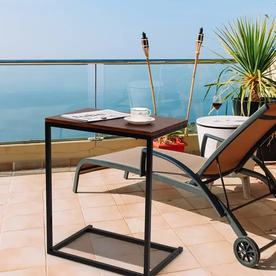 Costway 22''x14''x26'' Sofa Side End Table Laptop Holder Multiple Stand Desk Brown\Walnut {3}