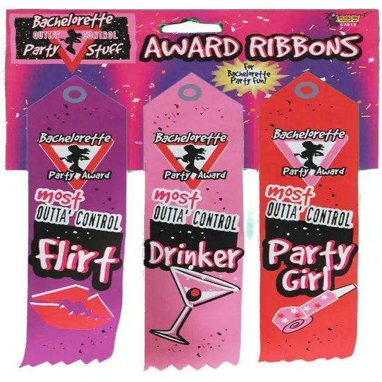 Adults Womens Bachelorette Party Games First Place Award Ribbons Set {1}