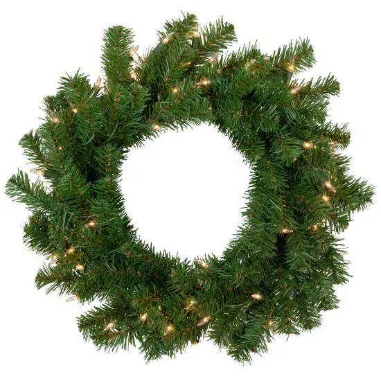 Northlight Pre-Lit Deluxe Dorchester Pine Artificial Christmas Wreath - 18" - Clear Lights Green {1}