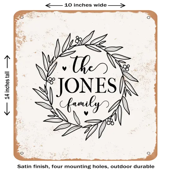 DECORATIVE METAL SIGN - the Jones Family- Vintage Rusty Look {1}
