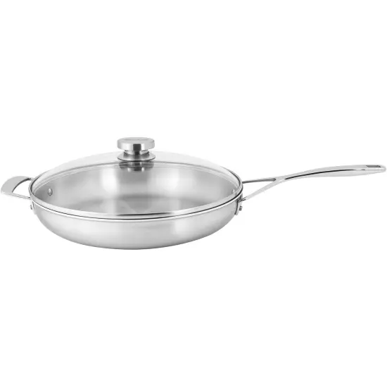 Demeyere Essential 5-ply 12.5-inch Stainless Steel Fry Pan with Lid {1}