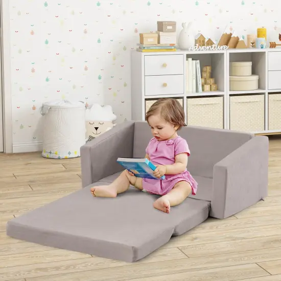 Honeyjoy 2-in-1 Toddler Fold out Couch Children&rsquo;s Convertible Sofa to Lounger {5}