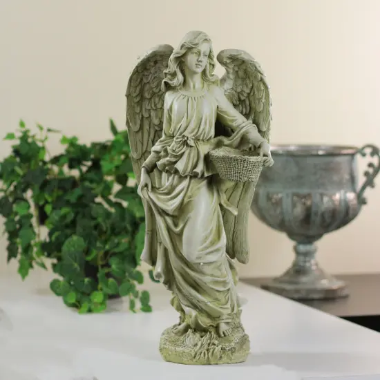 Roman Joseph's Studio Angel with Basket Outdoor Garden Statue - 17.75" Green {4}