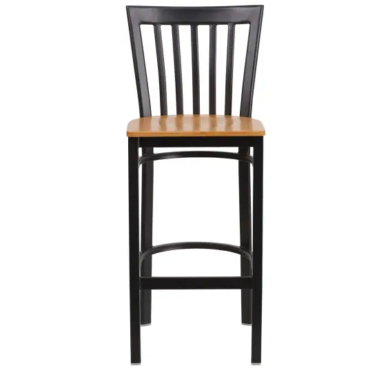 Emma and Oliver School House Back Metal Restaurant Dining Barstool Natural/BlackMetal {2}