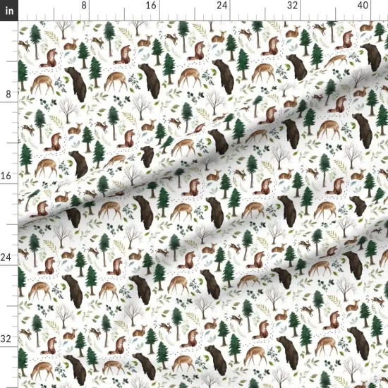 Various Fabrics by the Yard or Fat Quarter Woodland Animals Forest Deer Trees Bunny Bear Nursery Custom Printed Fabric by Spoonflower {1}