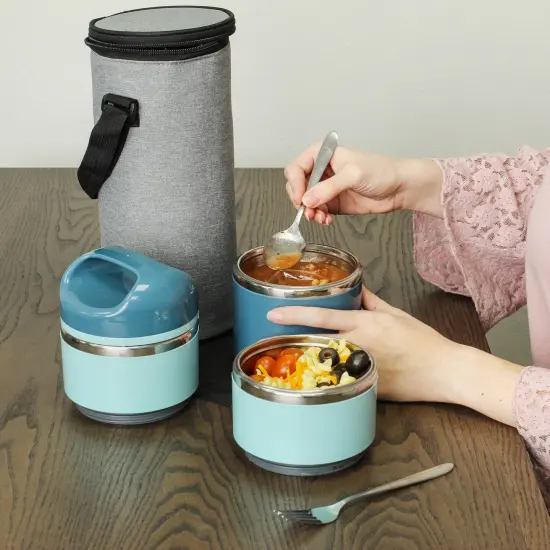 7Penn Stackable Insulated Lunch Containers - 3 Tier Hot Lunch Box for Adults {6}