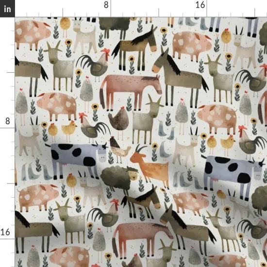 Various Fabrics by the Yard or Fat Quarter Horses Donkeys Cows Rooster Ranch Whimsical Sheep Pig Sunflowers Custom Printed Fabric by Spoonflower {2}