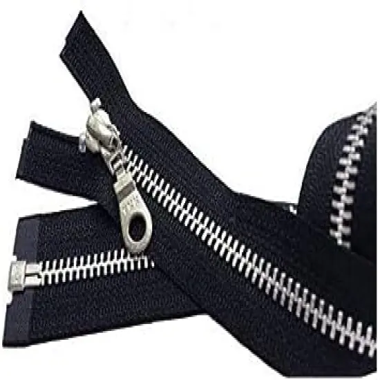 YKK - Jacket Zipper Aluminum Finished (Custom Length) YKK#5 Medium Weight with Fancy Donut Pull Slider Separating Color Black - Made in USA (11 Inches) {1}