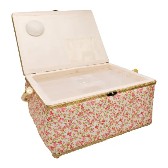 Folding Sewing Basket Floral - pink/white {2}