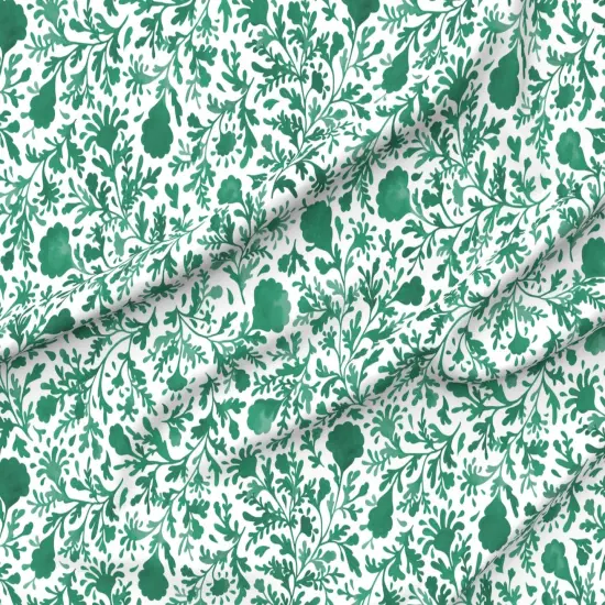 Various Fabrics by the Yard or Fat Quarter Botanical Floral Jade Green White Vintage Emerald Large Scale Custom Printed Fabric by Spoonflower {6}