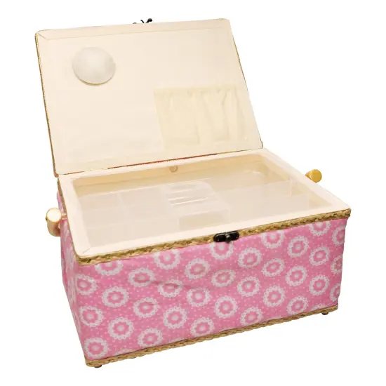 Folding Sewing Basket Dots - pink/white {2}