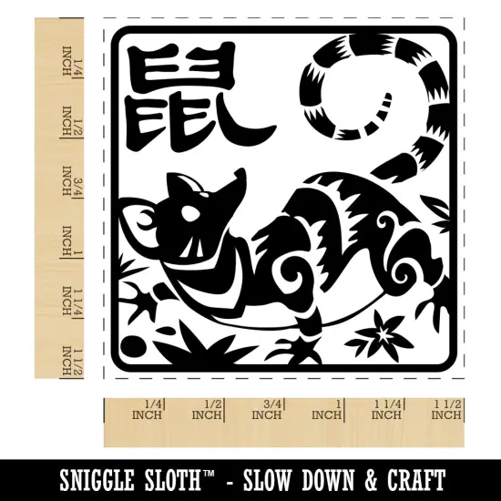 Chinese Zodiac Rat Self-Inking Rubber Stamp Ink Stamper Blue {1}