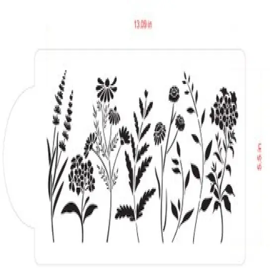 Wildflowers Cake Stencil Side | C1086 by Designer Stencils | Cake Decorating Tools | Baking Stencils for Royal Icing, Airbrush, Dusting Powder | Reusable Plastic Food Grade Stencil | Easy to Use {3}