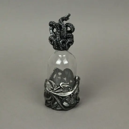 Silver Resin And Glass Octopus Perfume Bottle With Tentacle Cap Decorative Jar {3}
