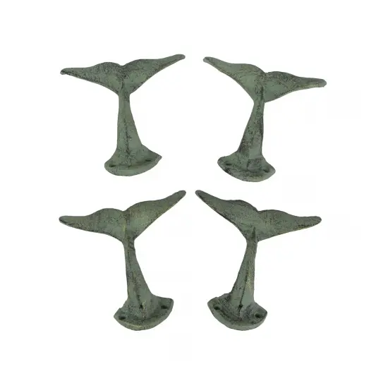 Set of 4 Cast Iron Whale Tail Wall Hooks {7}