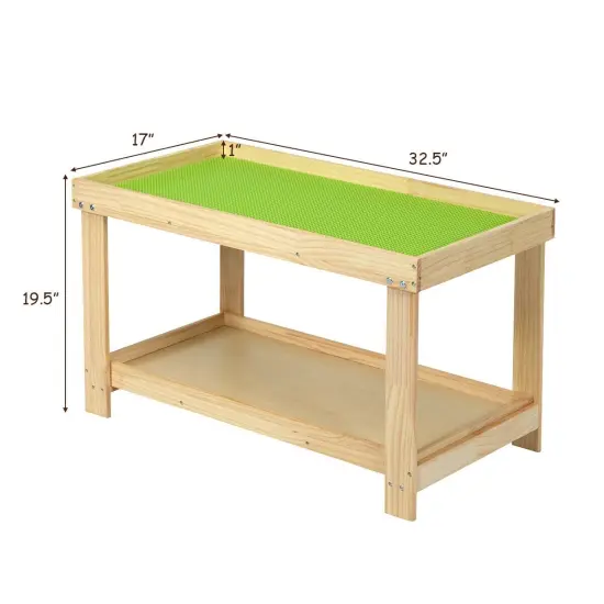 Solid Multifunctional Wood Kids Activity Play Table Natural {5}