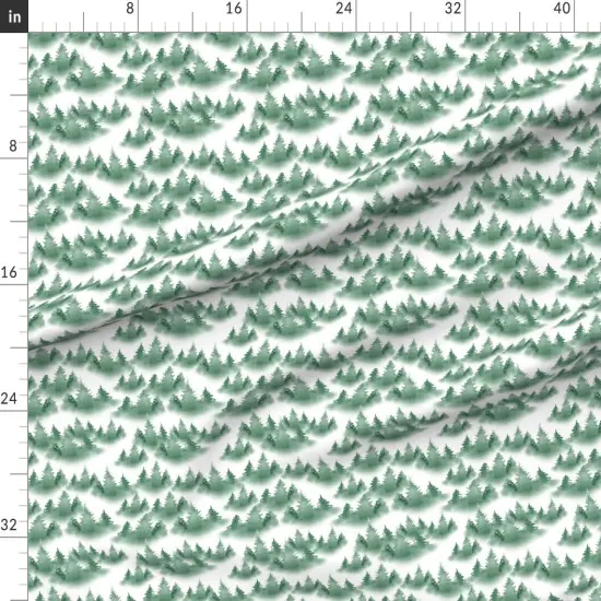 Various Fabrics by the Yard or Fat Quarter Woodland Pine Conifers Green White Pacific Northwest Forest Fog Mist Custom Printed Fabric by Spoonflower {1}