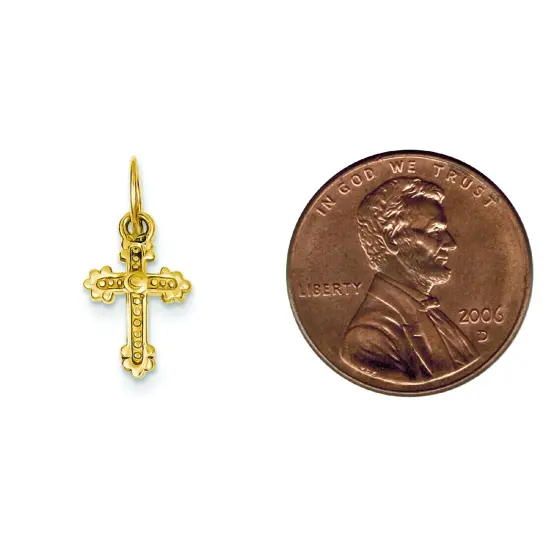 14K Yellow Gold Fancy Cross Pendant Charm Jewelry {2}