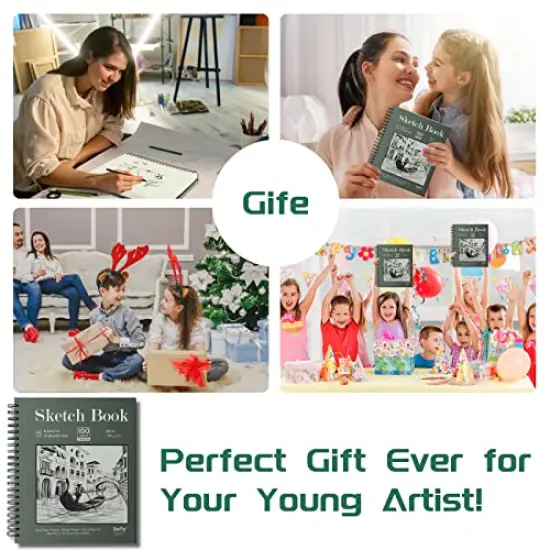 Sketch Book 5.5 X 8.5 - Spiral Sketchbook Pack of 2, SuFly 200 Sheets (68 lb/100gsm) Acid Free Sketch Pads for Drawing for Adults Spiral-Bound with Hard Cover for Kids, 100 Sheets Each {5}