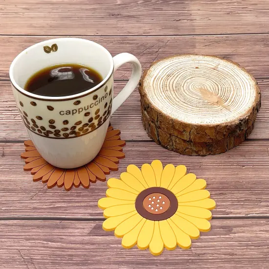Wrapables Sunflower Coasters, Trivet Mats, Pot Holders for Cups, Drinks, Pots and Pans (Set of 2) Large {8}