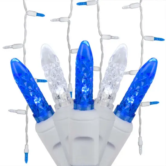 70 Blue White M5 LED Icicle Light Set with White Wire {1}