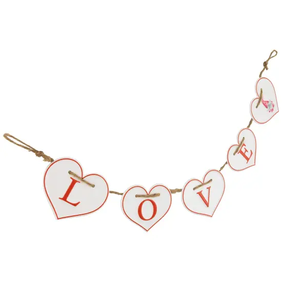 Northlight Hearts "LOVE" Valentine's Day Metal Banner - 32" - White and Red {4}